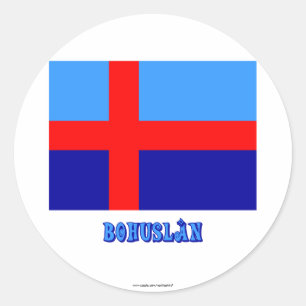 Bohuslän Flagge mit dem Namen (nicht offiziell) Runder Aufkleber