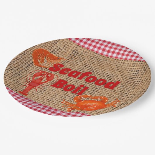 Boilpapier-Platte für Meeresfrüchte Pappteller (Schrägansicht)