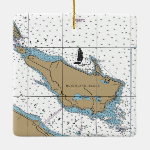 Bois Blanc Island MI Chart Keramikornament