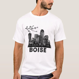 Boise City Line Art Skyline - Schwarz und Weiß Urb T-Shirt