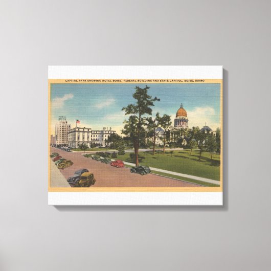 Boise, ID - Aussicht auf Hauptstadt Park & Umgebun Leinwanddruck (Vorderseite)