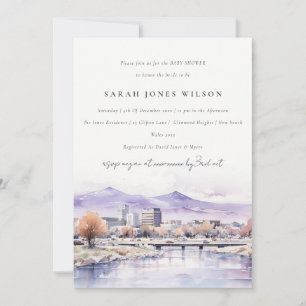 Boise, Idaho Aquarell-Landschaft Baby Shower Einladung