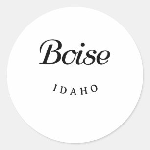 Boise Idaho Black Schriftart Runder Aufkleber