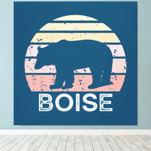 Boise Idaho Retro Bear Leinwanddruck (Insitu (Holzboden))
