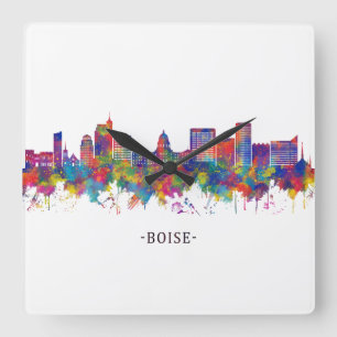 Boise Idaho Skyline Quadratische Wanduhr