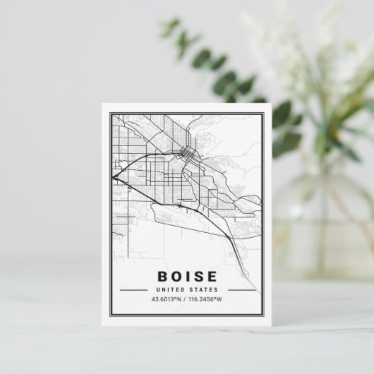 Boise Idaho USA Travel City Map Poster Postkarte (Stehend Vorderseite)