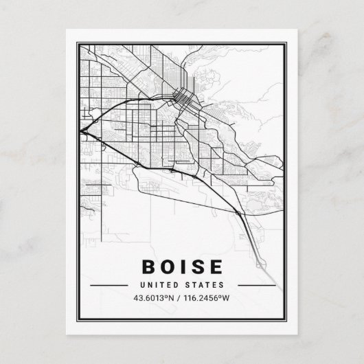 Boise Idaho USA Travel City Map Poster Postkarte (Vorderseite)