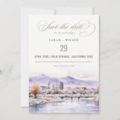 Boise, Idaho Watercolor Landscape Photo Wedding Save The Date (Vorderseite)