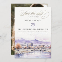 Boise, Idaho Watercolor Landscape Photo Wedding Save The Date