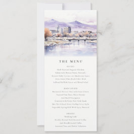 Boise, Idaho Watercolor Landscape Wedding Menu Einladung