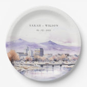 Boise, Idaho Watercolor Landscape Wedding Pappteller (Vorderseite)