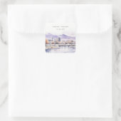 Boise, Idaho Watercolor Landscape Wedding Quadratischer Aufkleber (Tasche)