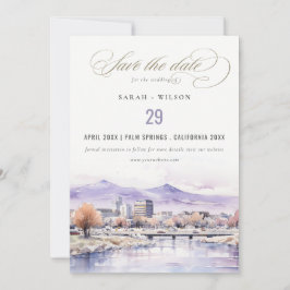 Boise, Idaho Watercolor Landscape Wedding Save The Date