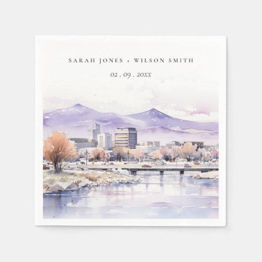 Boise, Idaho Watercolor Landscape Wedding Serviette (Vorderseite)