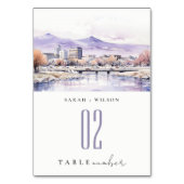 Boise, Idaho Watercolor Landscape Wedding Tischnummer (Rückseite)