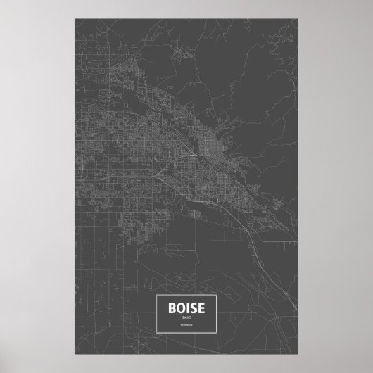 Boise, Idaho (weiß auf schwarz) Poster (Vorne)