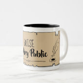 Boise Notary Public Scroll Feather Quill Zweifarbige Tasse (VorderseiteRechts)