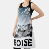 Boise Skyline Black and White Woodcut Winter Schürze (InSitu)