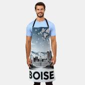 Boise Skyline Black and White Woodcut Winter Schürze (Getragen)
