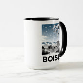 Boise Skyline Black and White Woodcut Winter  Tasse (VorderseiteRechts)