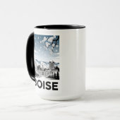 Boise Skyline Black and White Woodcut Winter  Tasse (Vorderseite Links)
