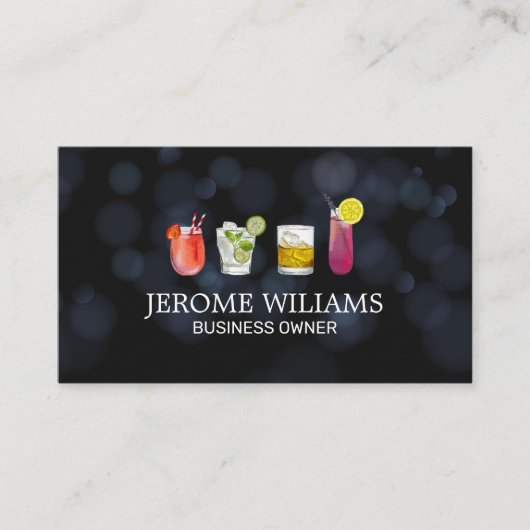 Boke Lights | Gemischte Cocktailgetränke Visitenkarte (Vorderseite)