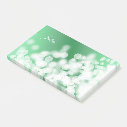 Bokeh Artgrün texture.text Post-it Klebezettel (angewinkelt)