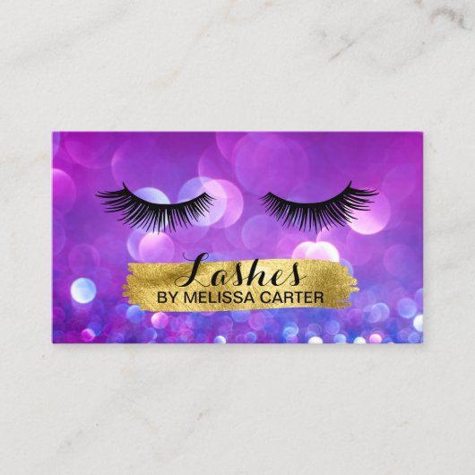 Bokeh Beauty Salon Makeup Artist Lash Extensions Visitenkarte (Vorderseite)