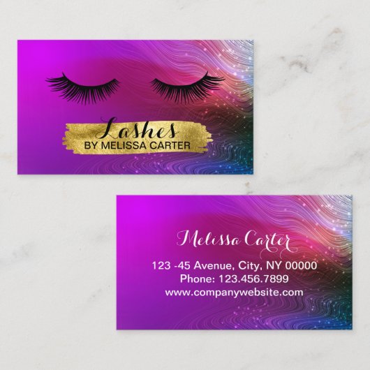 Bokeh Beauty Salon Makeup Artist Lash Extensions Visitenkarte (Vorne/Hinten)