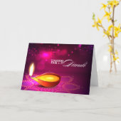 Bokeh beleuchtet Diwali Lampe Karte (Gelbe Blume)