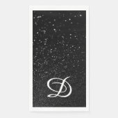 Bokeh Black Glitzer Moderne Kalligrafie Monogramm Serviette (Vorderseite)