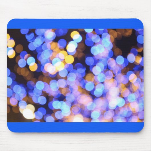 Bokeh Blue Gold Lights Modernes Geschenk Mousepad (Vorne)