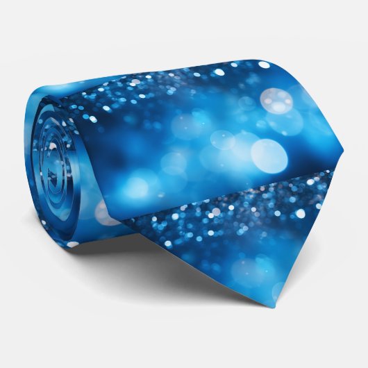 Bokeh Blue Wedding Glitzer Krawatte (Gerollt)