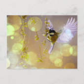 Bokeh Bubbles Flying Hummingbird - Gelb Postkarte (Vorderseite)