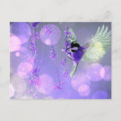 Bokeh Bubbles Flying Hummingbird - Lila Postkarte (Vorderseite)