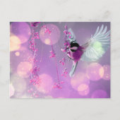 Bokeh Bubbles Flying Hummingbird - Pink Postkarte (Vorderseite)