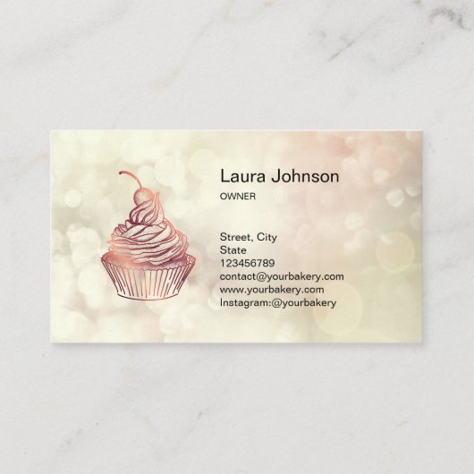 Bokeh Cakes & Süßigkeiten Cupcake Zuhause Bäckerei Visitenkarte (Rückseite)