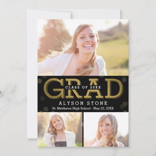 Bokeh Collage EDITABLE COLOR Abschluss Einladung (Vorderseite)