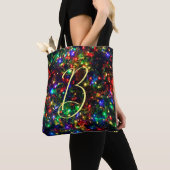 Bokeh Colorful BurChristmas Lights Monogram Tasche (Von Nahem)