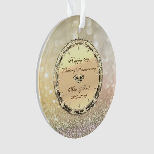 Bokeh, Diamonds, 50. Hochzeitstag Ornament (Vorderseite)