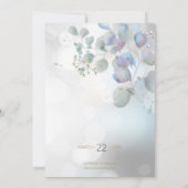 Bokeh Dusty Blue Laurel Eucalyptus Save the Date Einladung (Rückseite)