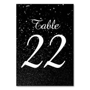Bokeh Faux Schwarzer Glitter Moderne Kalligrafie Tischnummer