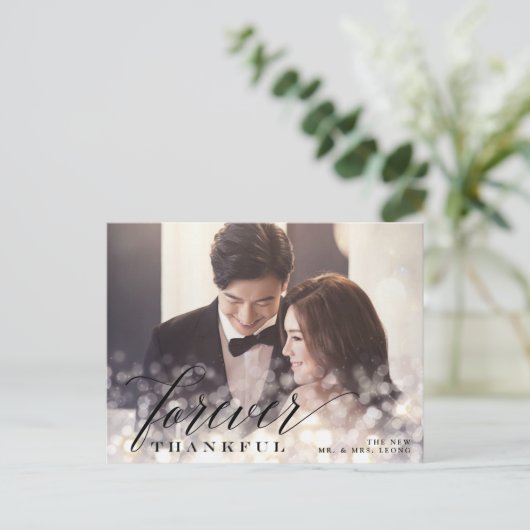 Bokeh Flare Wedding Foto Vielen Dank Postkarte (Stehend Vorderseite)