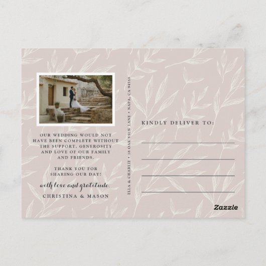 Bokeh Flare Wedding Foto Vielen Dank Postkarte (Rückseite)