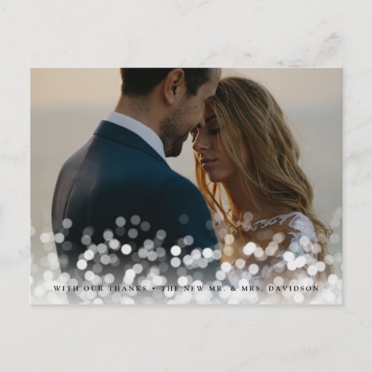 Bokeh Flare Wedding Foto Vielen Dank Postkarte (Vorderseite)