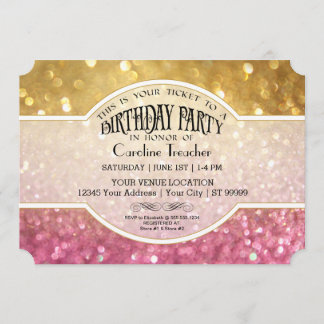 Bokeh Geburtstags-Film-Karten-Art-Rosa-Schein Einladung