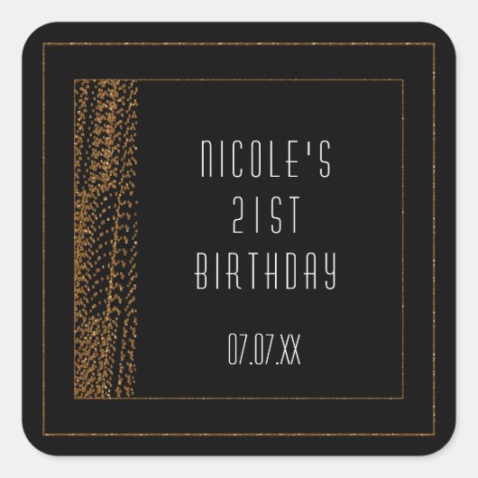 Bokeh Glam All Black & Gold Chic Fevor Stickers (Vorderseite)