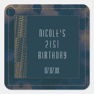 Bokeh Glam Blau & Gold Gefallen Sticker