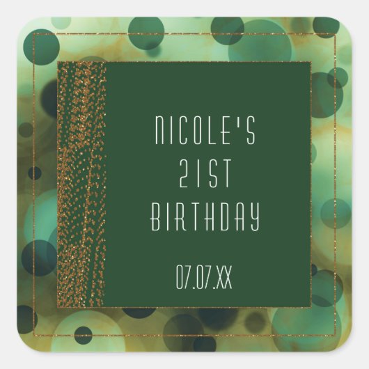 Bokeh Glam Green & Gold Fevor Stickers (Vorderseite)