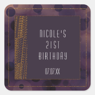 Bokeh Glam Lila & Gold Favor Aufkleber